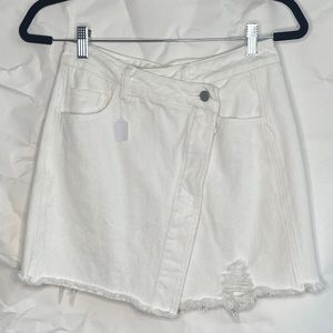 White Jean Mini Skirt